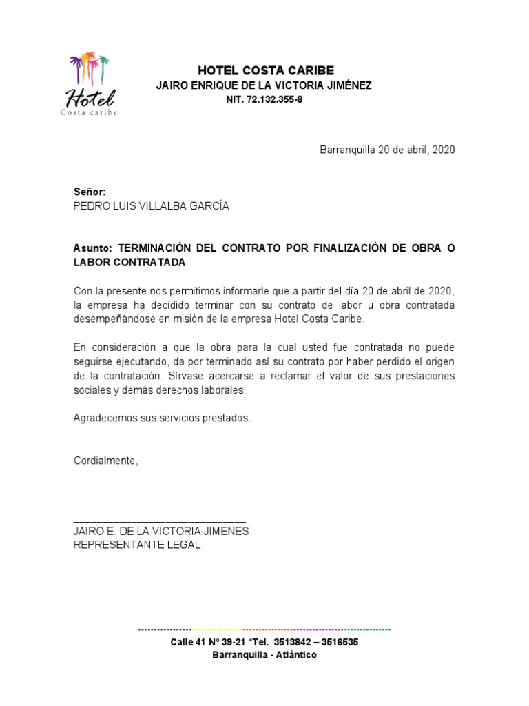 Formato Carta Retiro de Empleados | PDF
