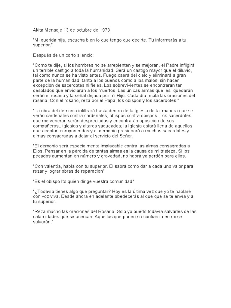 Akita Mensaje 13 de Octubre de 1973 PDF