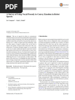 A Survey of Using Vocal Prosody To Convey Emotion in Robot Speech