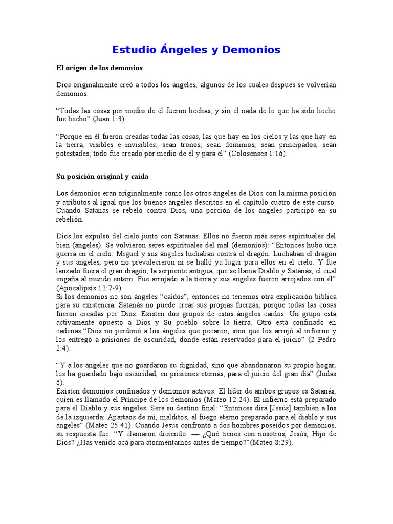 Origen y Actividad de los Demonios | PDF | Demonios | Satán