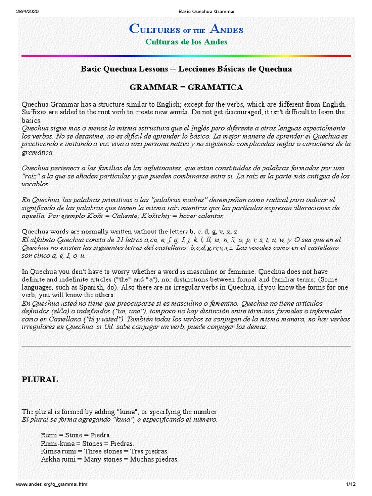 Gramática Básica del Quechua | PDF | Lingüística | Tipología Lingüística