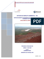 Reprocessamento de materiais da barragem de rejeitos de minério de ferro