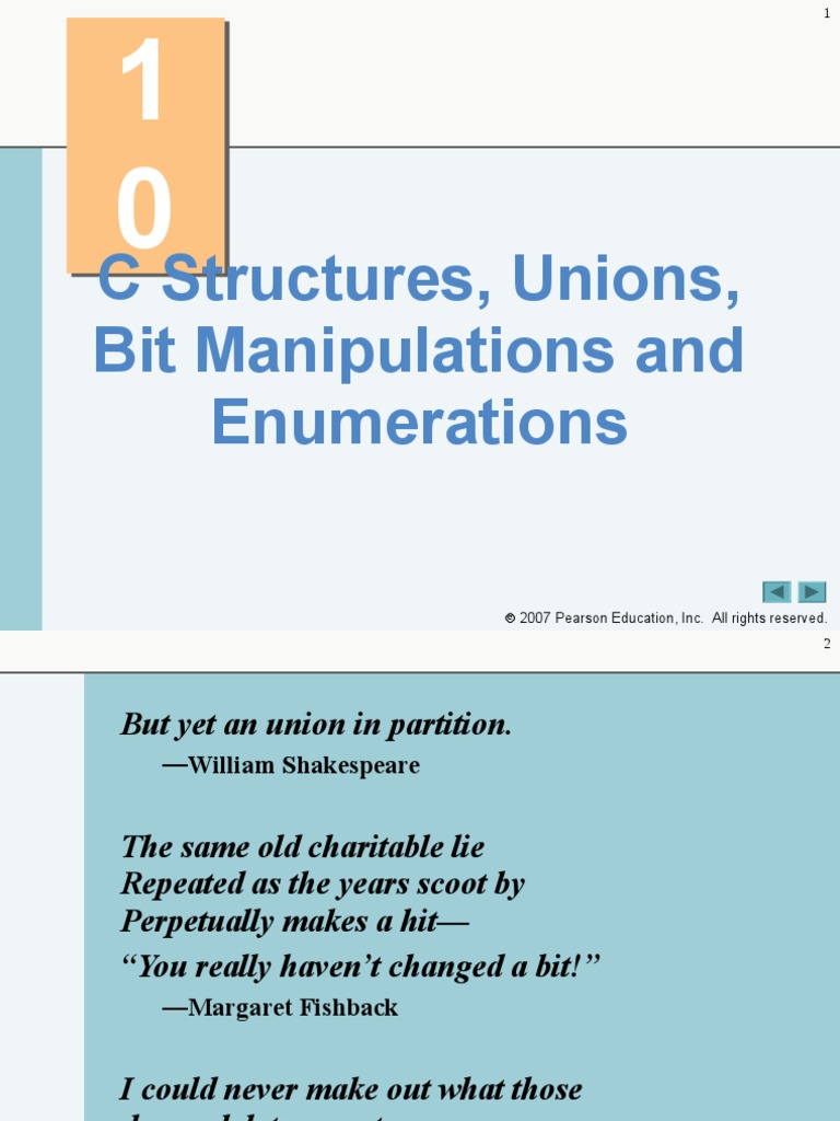 C Structures, Unions, Bit Manipulations and Enumerations Guide | PDF ...