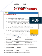 Present Continuous: Grammar Worksheet