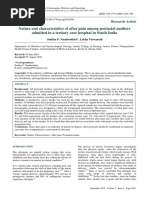 Nature and Characteristics of After Pain Among Postnatal Mothers Admitted in A Tertiary Care Hospital in South India