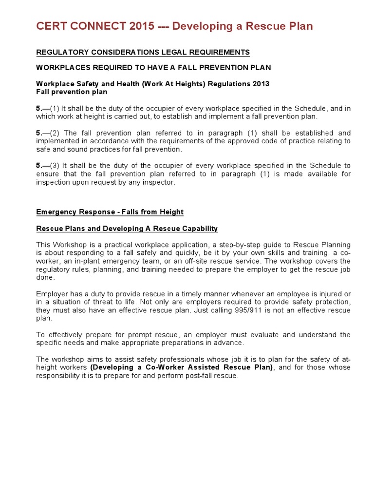 Developing a Work at Height Rescue Plan | PDF | Safety | Emergency