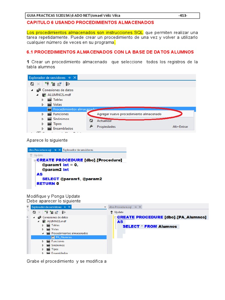 Procedimientos Almacenados en ADO.NET | PDF | Active X Data Objects ...