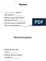 Personal Information Questions