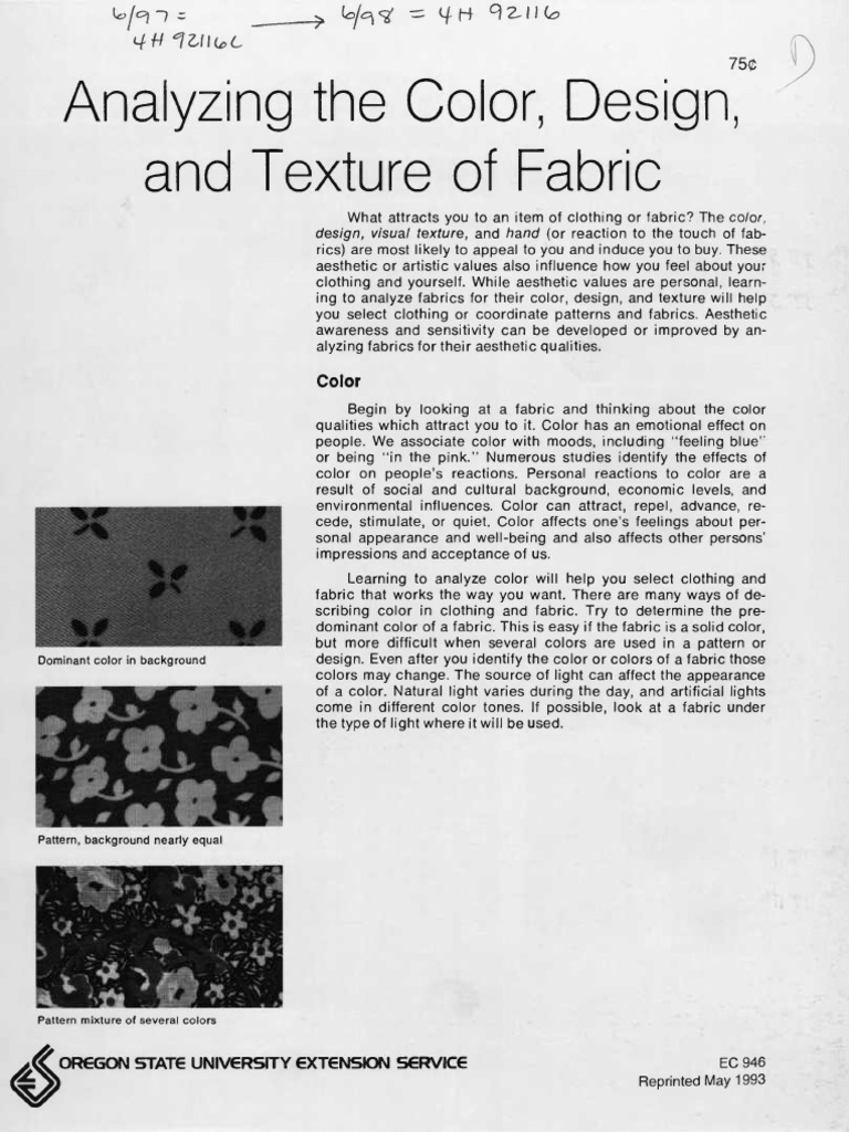 Analyzing Fabric Color and Design | PDF | Knitting | Yarn