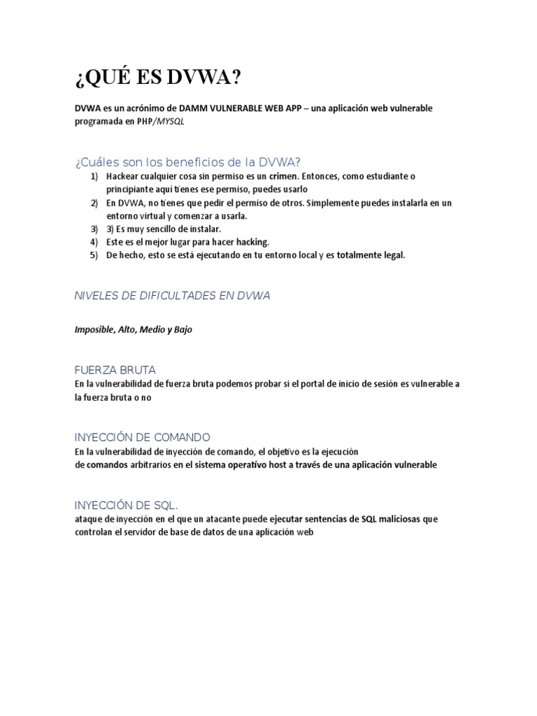 Qué Es Dvwa | PDF