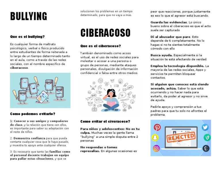 BULLYING Triptico | PDF | Acoso cibernético | comportamiento abusivo