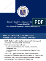 District ELLN Coordinator's Conference February 26, 2020 San Felipe Elementary School Social Hall