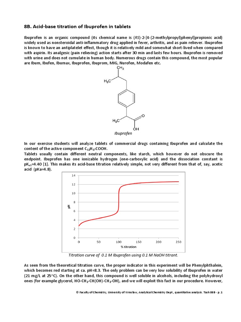 8B. AcidBase Titration of Ibuprofen in Tablets PDF Titration