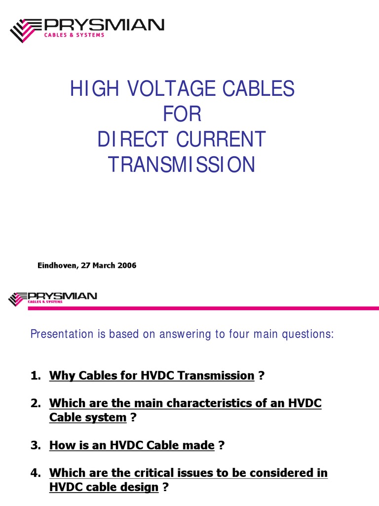 HV DC Prysmian | PDF | Electric Power Transmission | High Voltage ...