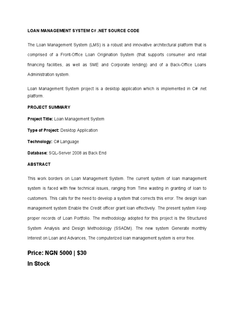 Loan Management System C# Source Code | PDF | Banks | Loans