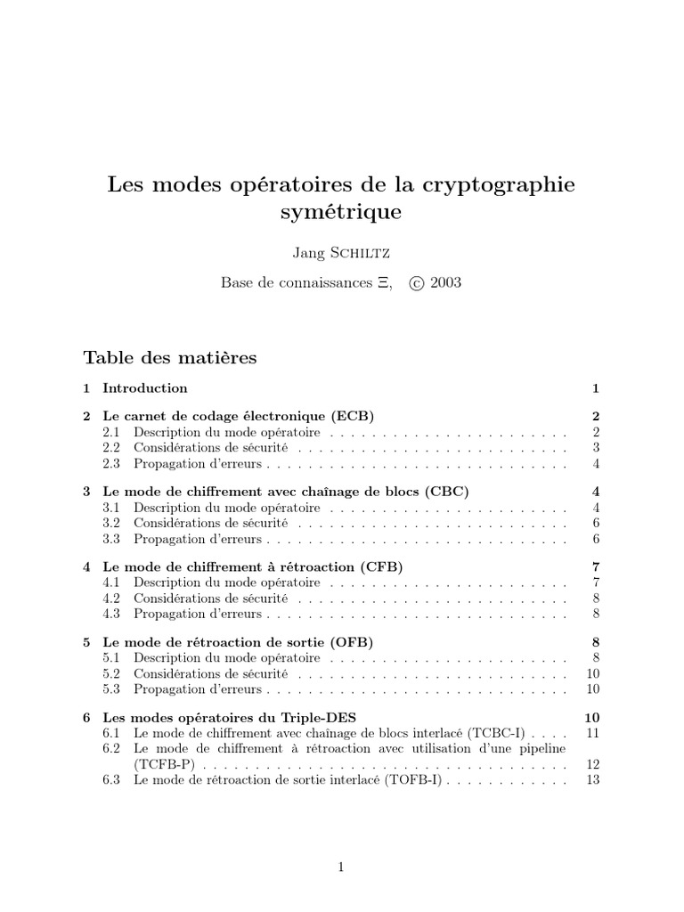 Modes de cryptographie symétrique expliqués | PDF | Cryptage | Secret
