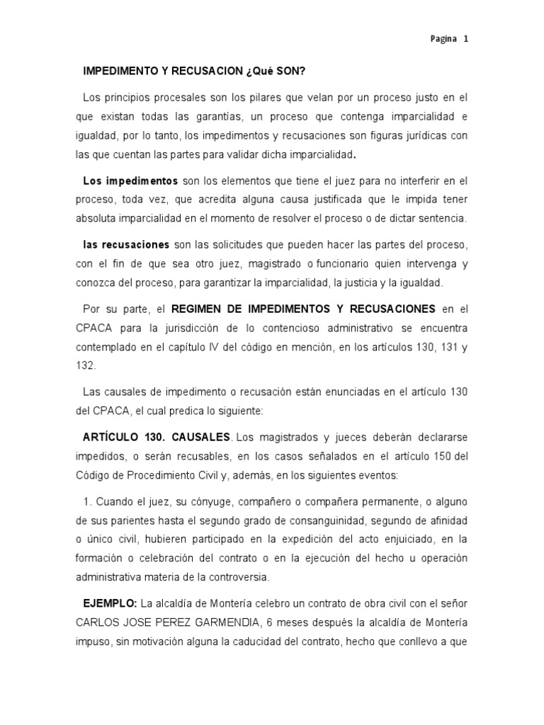 Impedimento y Recusacion | PDF | Juez | Justicia