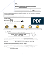 Feedback Worksheet: Adjectives - Opinions and Emotions Seventh Graders