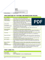 Testing Summary:: Field Description