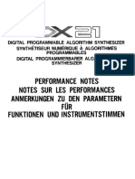 Yamaha DX21 PerformanceNotes