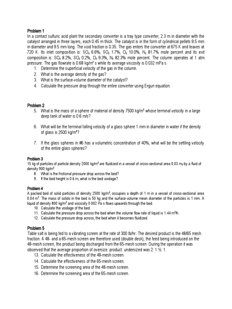 Remedial Exam in Part Tech | PDF | Density | Gases