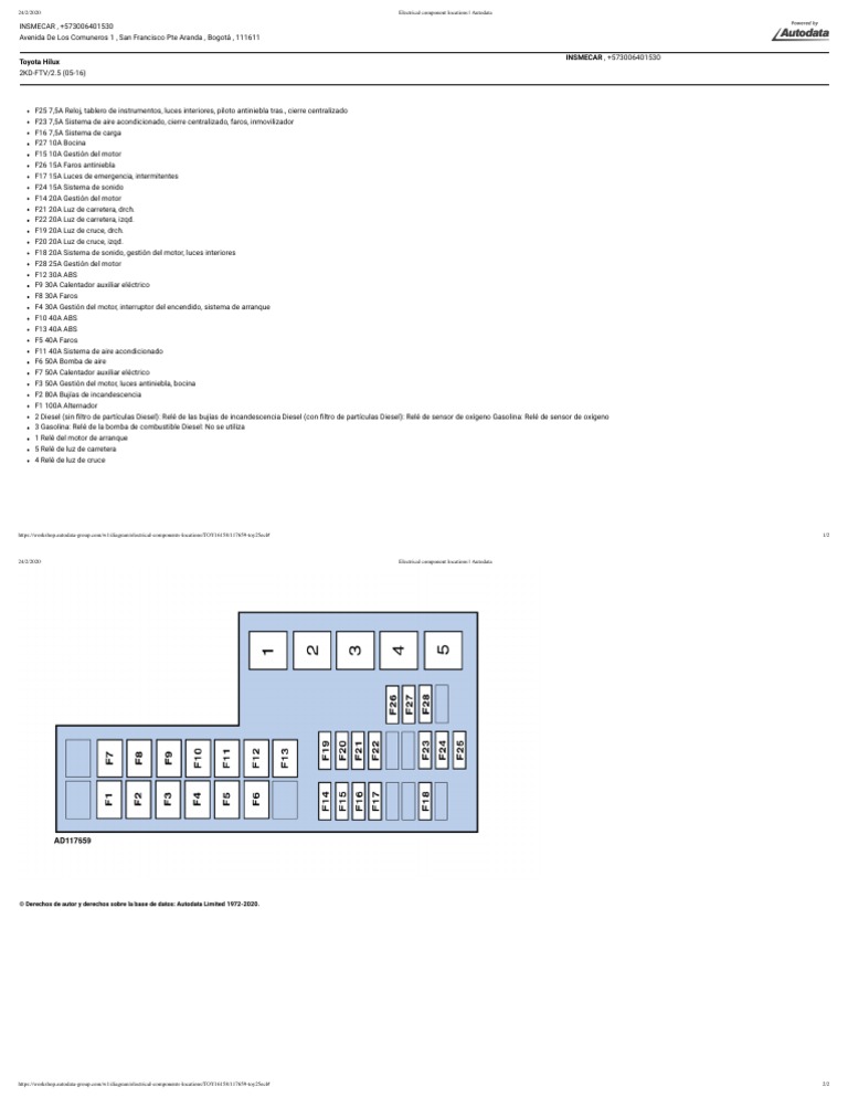 Toyota Hilux 2007 - Ubicacion Relay PDF | PDF | Vehículo de motor | Equipo