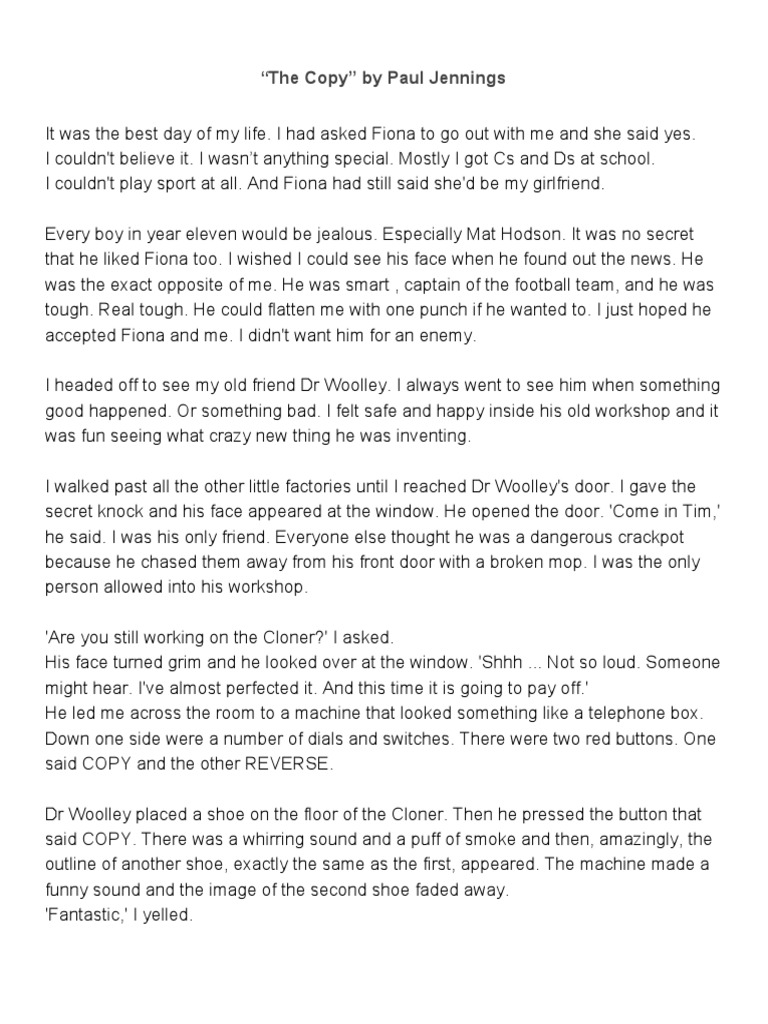 The Copy. Paul Jennings PDF