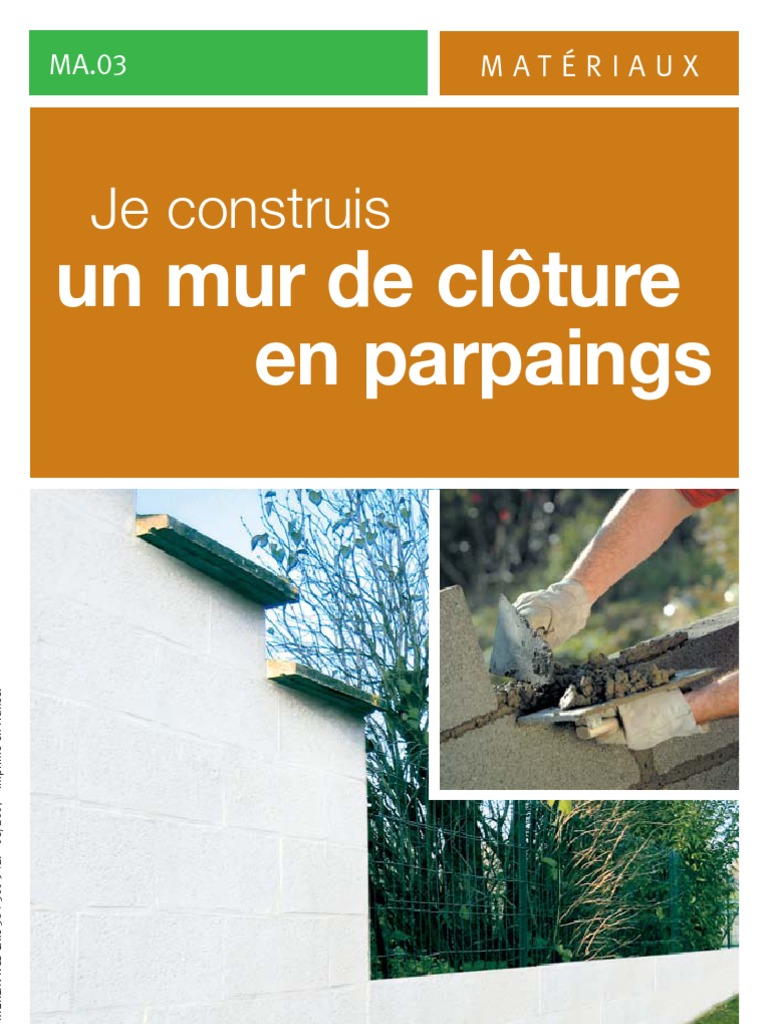 Mur De Clotûre Pdf Fondation Construction Mortier Matériau