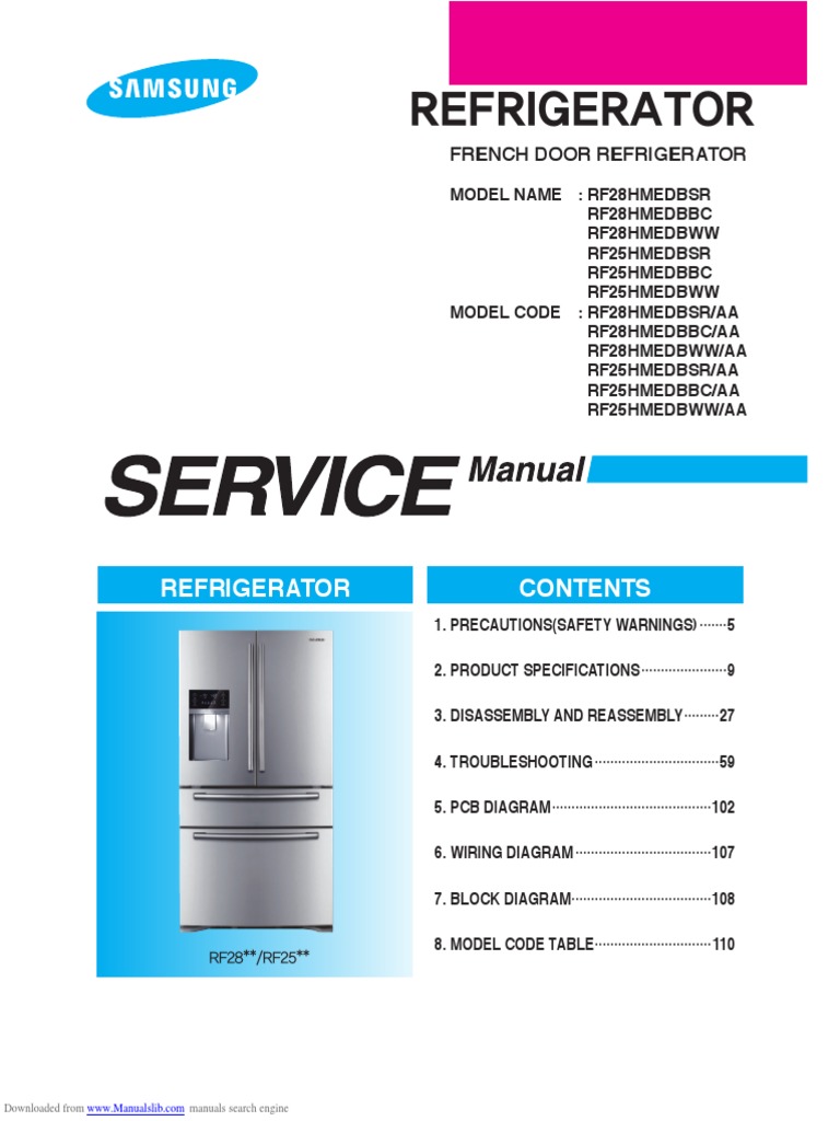 Samsung Refrigerator Troubleshooting Manual  