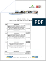 LISTA DE PRECIOS 2016 TRANSFORMADORES TIPO PAD MOUNTED Marca RHONA