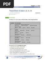 Prepositions of Place at in On American English Intermediate b1 b2 Group PDF