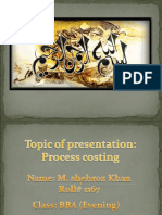 Presentation of Accounting (Process Costing)