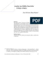 HORTA, José Silvério Baia. A Educação na Itália Fascista (1922-1945)