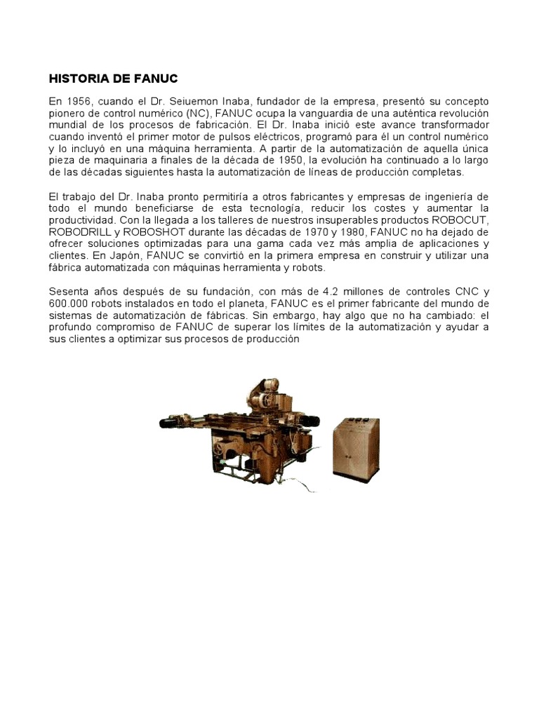 Historia y Tecnología de FANUC | PDF | Robot | Robótica