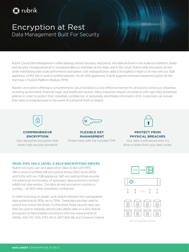 Data Sheete Rubrik Encryption at Rest PDF | PDF | Encryption | Cybercrime