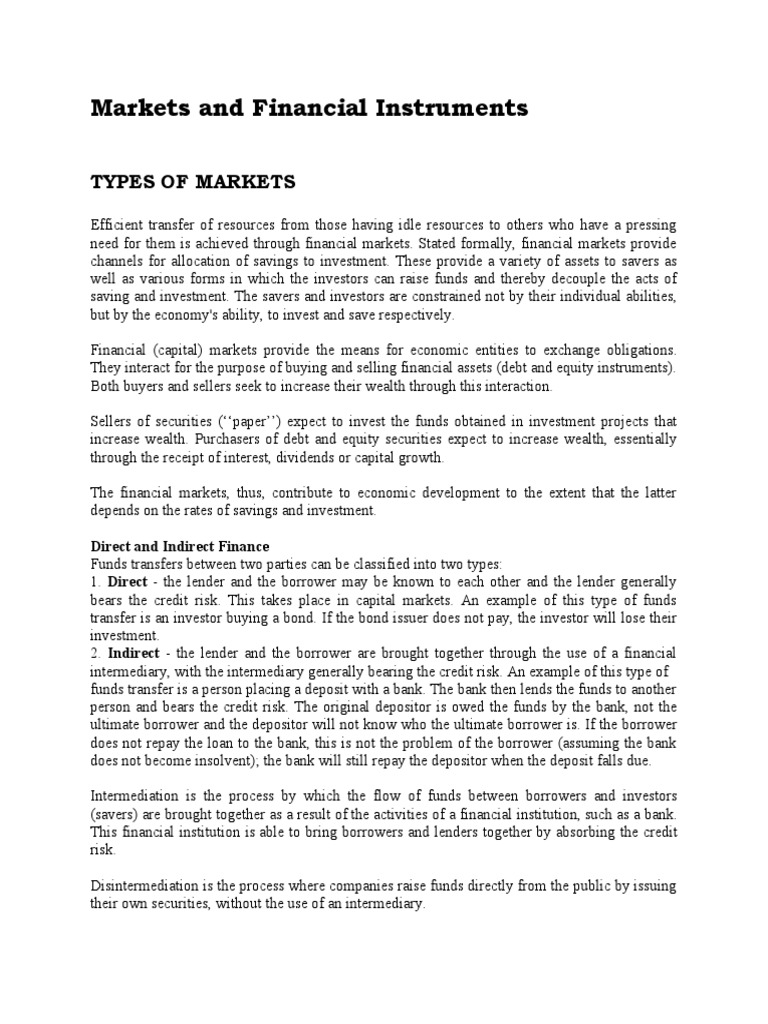 Intro To Financial Market | PDF | Financial Markets | Securities (Finance)