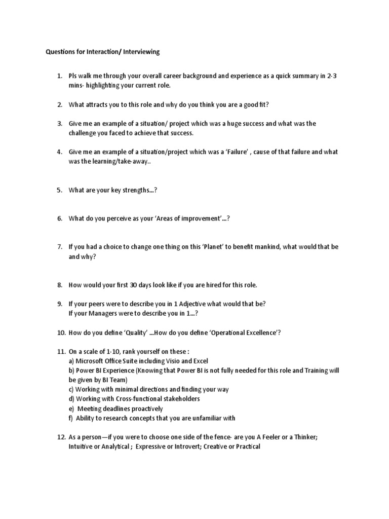 Essential Interview Questions Guide | PDF | Career & Growth