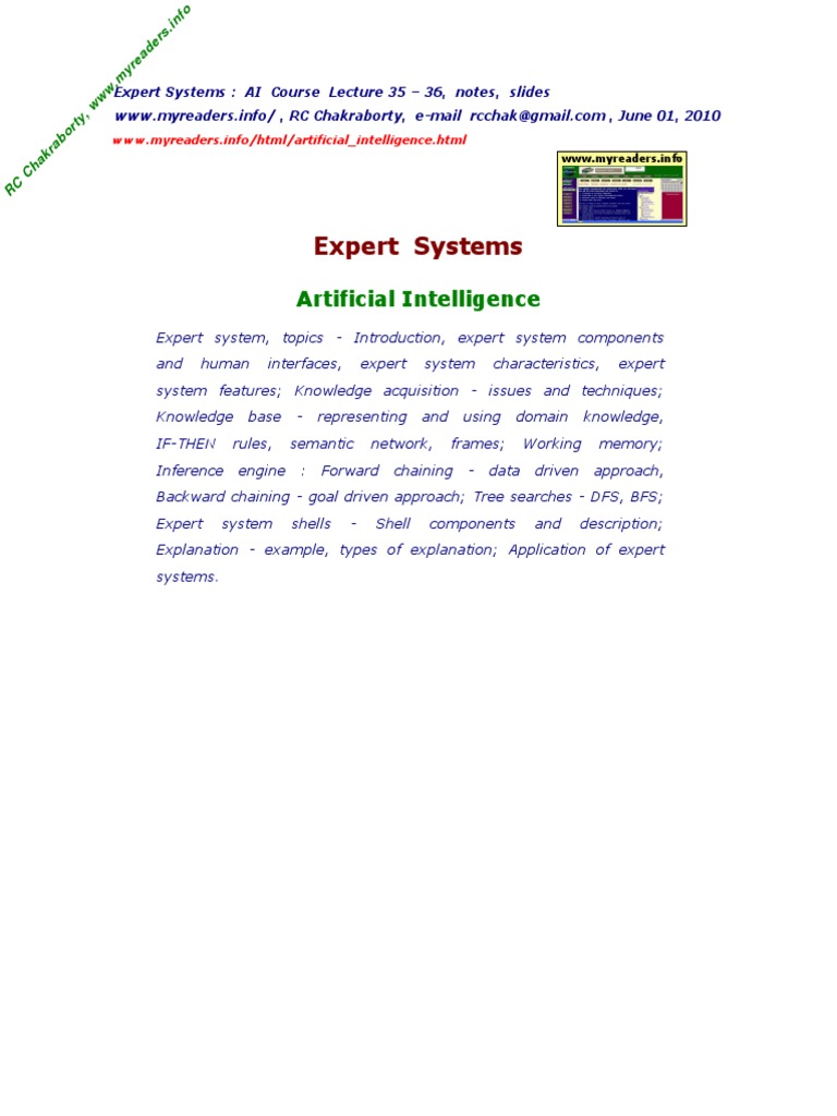 Expert Systems: Artificial Intelligence | PDF | Expert | Knowledge ...