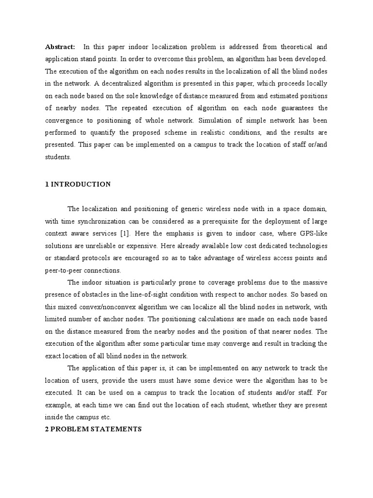 Decentralized Indoor Localization Algorithm | PDF | Computer Network ...
