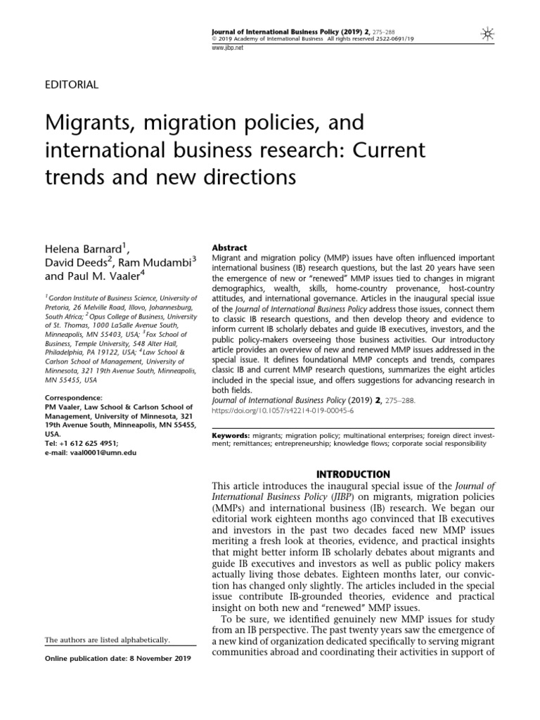 International Migration Policies – LECAGR