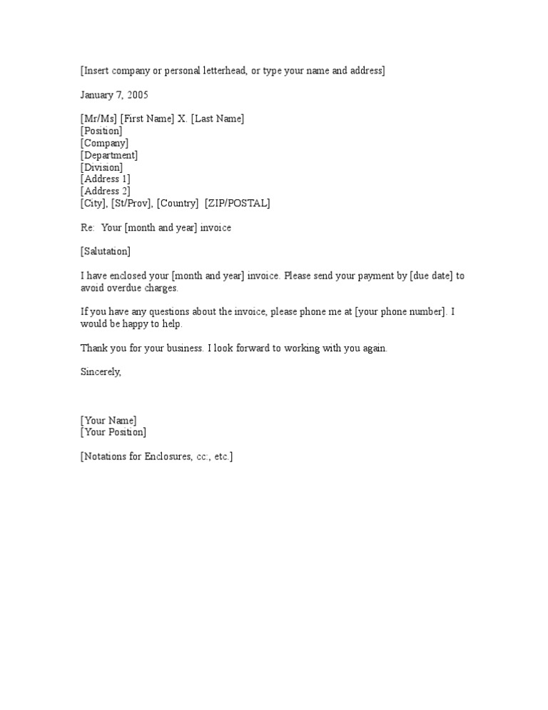 Invoice Cover Letter PDF Written Communication