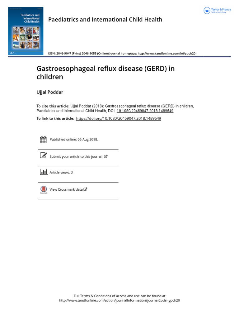 Gastroesophageal Reflux Disease (GERD) in Children | PDF ...
