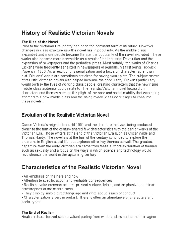 The Realistic Novel in The Victorian Era | Download Free PDF | Victorian Literature | Victorian Era