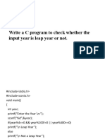 Write A C Program To Check Whether The Input Year Is Leap Year or Not