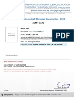 Regional Mathematical Olympiad Examination - 2019: Admit Card