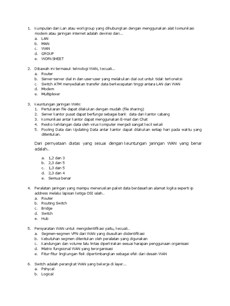 Dari Pernyataan Diatas Yang Sesuai Dengan Keuntungan Jaringan Wan Yang Benar Adalah