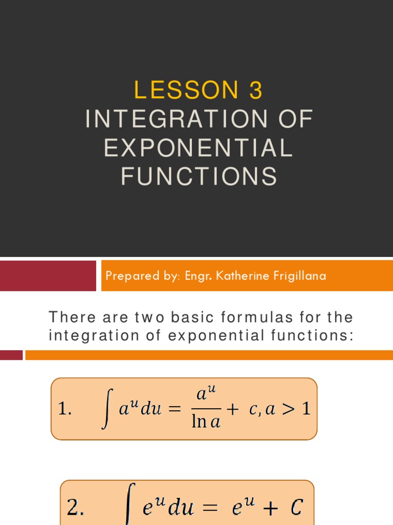 Lesson 3: Integration of Exponential Functions | PDF