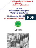CE 521 Behavior and Design of Concrete Structures: Dr. Muhammad Kalimur Rahman