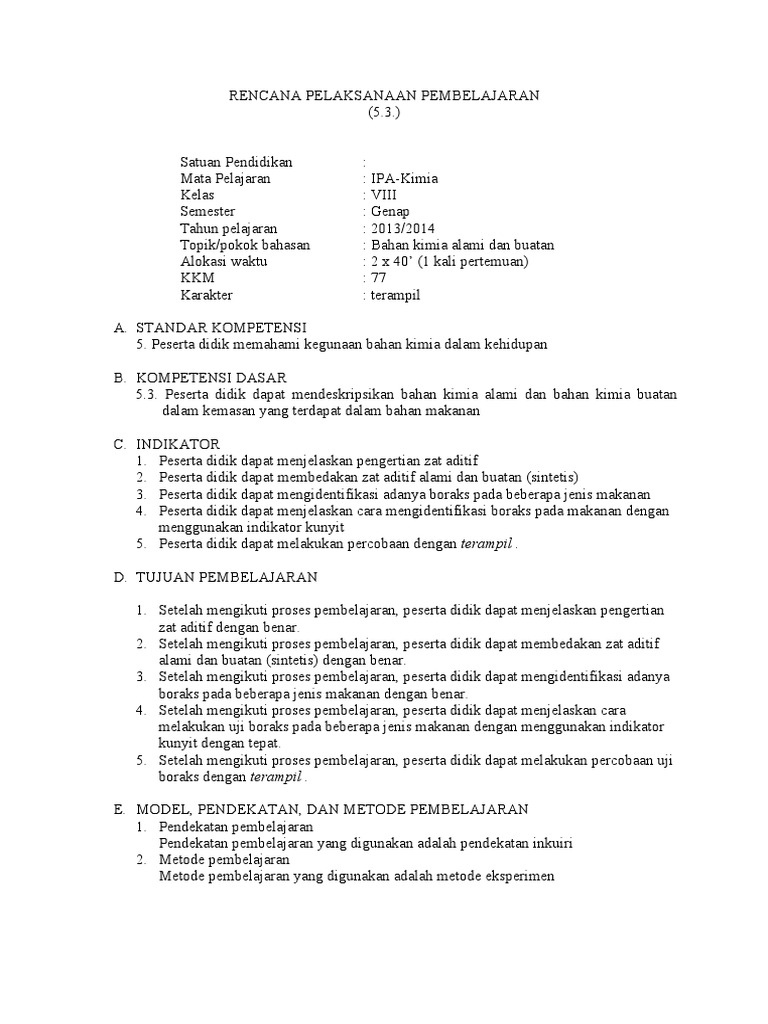 Contoh RPP Ipa | PDF