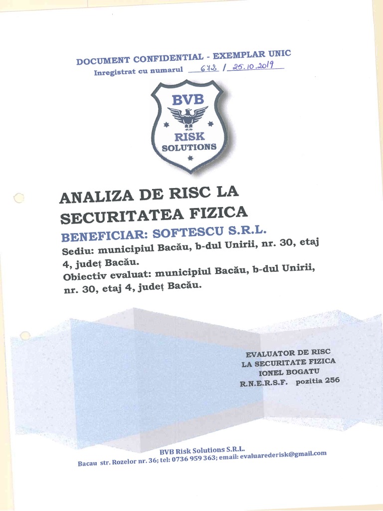 Analiza de Risc La Securitatea Fizica PDF | PDF